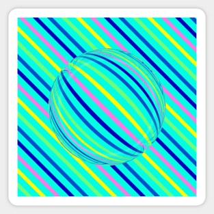 Neon Turquoise Stripes Party Sticker
